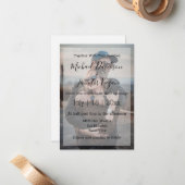 Stijlvolle chique script bruiloft vervaagd foto ui notitiekaartje (Voorkant / Achterkant in situ)