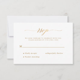 Stijlvolle Chique Script Calligrafie Gouden folie  RSVP Kaartje