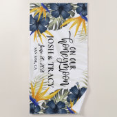 Stijlvolle Chique Tropische Persoonlijke Jonggehuw Strandlaken (Voorkant)