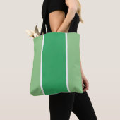 Stijlvolle chique  tweekleurige groene witte strep tote bag (Dichtbij)