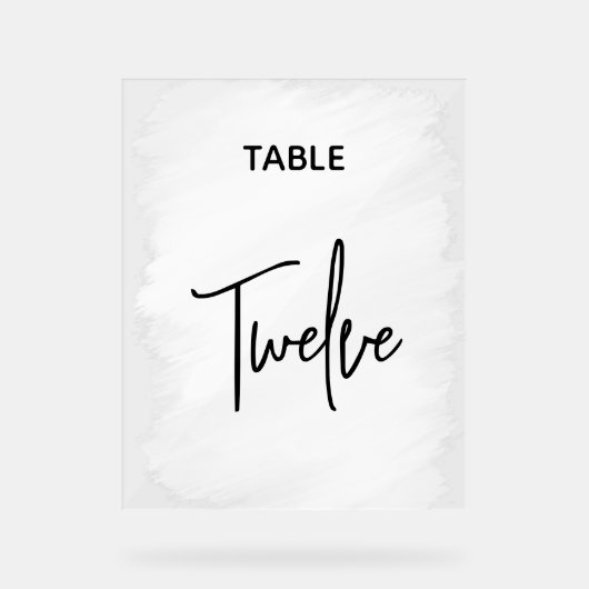 Stijlvolle chique witte trouwtafel nummers acryl bord (Voorkant)