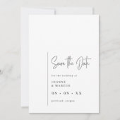 Stijlvolle chique zwart-wit foto & QR-code Save The Date (Voorkant)