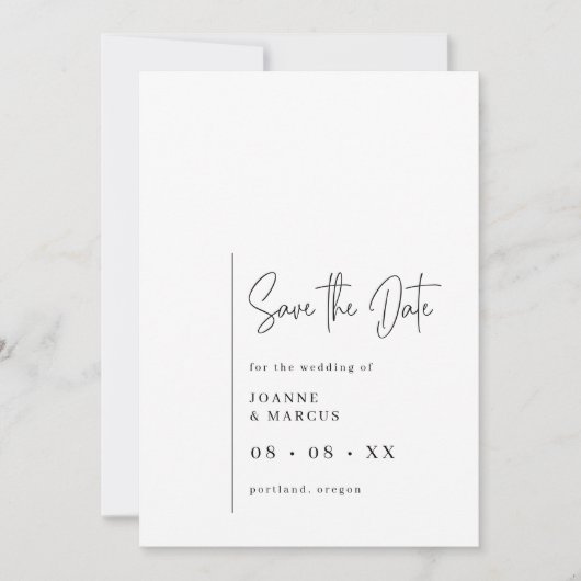 Stijlvolle chique zwart-wit foto & QR-code Save The Date (Voorkant)