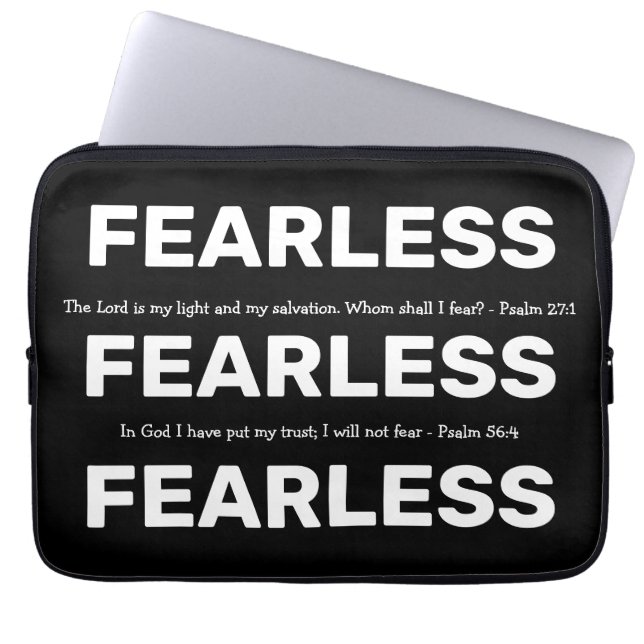 Stijlvolle  Christelijke FEARLESS Laptop Sleeve (Voorkant)