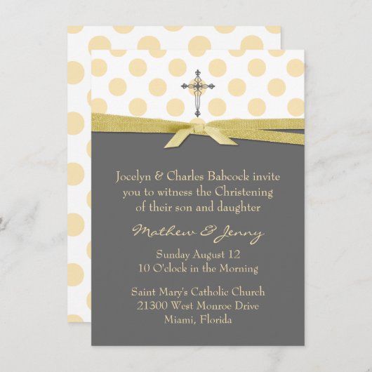Stijlvolle Christening of Baptisme Uitnodiging (Voorkant / Achterkant)
