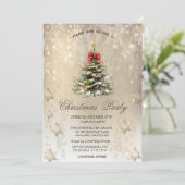 Stijlvolle Christmas Pine Tree Snowflakes Gold Kaart (Staand voorkant)