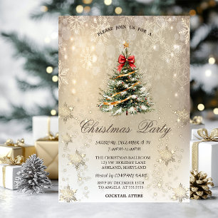 Stijlvolle Christmas Pine Tree Snowflakes Gold Kaart
