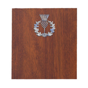Stijlvolle Chrome en Mahoniehout Schotse Distel Notitieblok