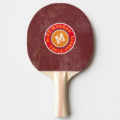 Stijlvolle cirkel logo monogram op rood tafeltennisbatje (Voorkant)