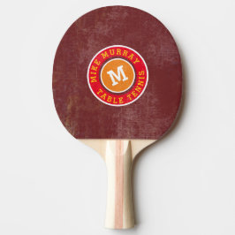 Stijlvolle cirkel logo monogram op rood tafeltennisbatje
