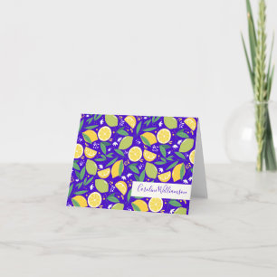 Stijlvolle citrus citroen blauwe botanische gepers notitiekaartje