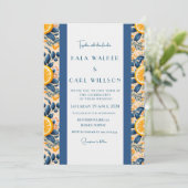 Stijlvolle Citrus en Blush Roze Bruiloft Kaart (Staand voorkant)