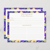 Stijlvolle Citrus Lemon Botanical Blue Recipe Kaar (Voorkant / Achterkant)