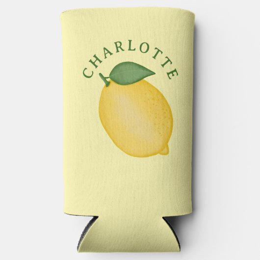 Stijlvolle Citrus Lemon Yellow Summer Monogram Seltzer Blikjeskoeler (Voorkant)