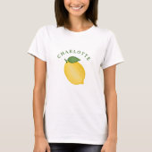 Stijlvolle Citrus Lemon Yellow Summer Monogram T-shirt (Voorkant)