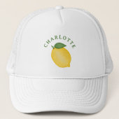 Stijlvolle Citrus Lemon Yellow Summer Monogram Trucker Pet (Voorkant)