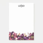 Stijlvolle Classic Paarse Gouden Bloemen Logo Post-it® Notes (Voorkant)