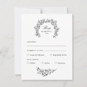 Stijlvolle Classy Black & White Meal Choice RSVP-k RSVP Kaartje (Voorkant)