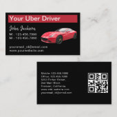 Stijlvolle Classy Luxe Rode Auto Service Uber QR C Visitekaartje (Voorkant / Achterkant)