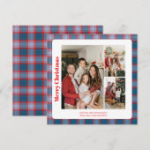 Stijlvolle Classy Plaid 3 foto's Kerstmis Feestdagenkaart (Voorkant / Achterkant)