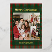 Stijlvolle Classy Plaid 3 foto's Kerstmis Folie Feestdagenkaart (Voorkant)