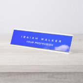 Stijlvolle Classy Plain Unieke Speciale Blauwe Hem Bureau Naambordje (Voorkant)