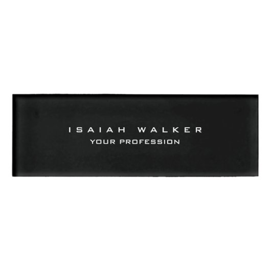 Stijlvolle Classy Plain Unieke Speciale Zwart & Wi Naambadge (Voorkant)