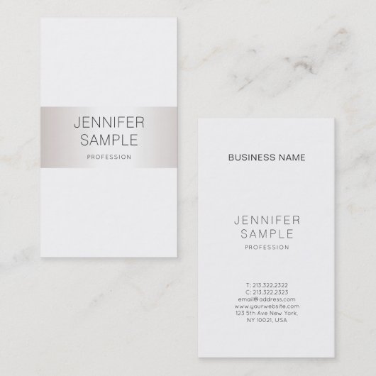 Stijlvolle Clean Silver Design Professional Plain Visitekaartje (Voorkant / Achterkant)