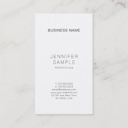 Stijlvolle Clean Silver Design Professional Plain Visitekaartje (Achterkant)