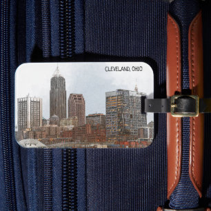 Stijlvolle Cleveland Ohio Skyline Uitzicht Bagagelabel