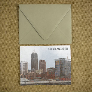 Stijlvolle Cleveland Ohio Skyline Uitzicht Briefkaart