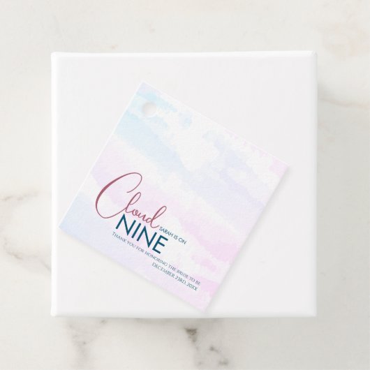 Stijlvolle Cloud Nine Blauwe Bruidsdouche Dankjewe Bedankjes Labels (In situ)