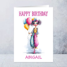 Stijlvolle clown meisje met ballonnen verjaardag