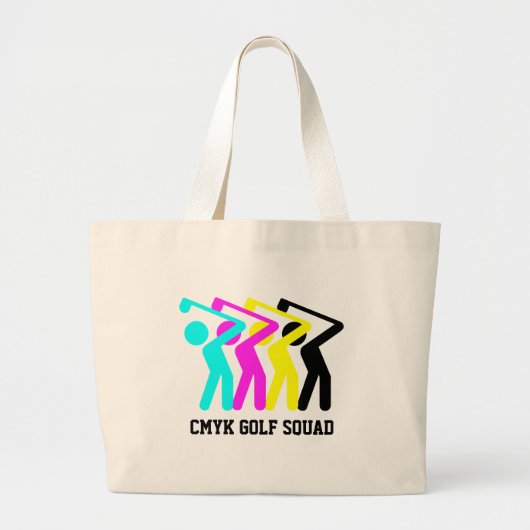 Stijlvolle CMYK Golfer Grote Tote Bag (Voorkant)