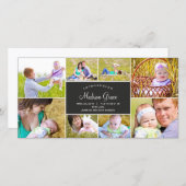 Stijlvolle Collage Geboorteaankondiging - Houtskoo Aankondiging (Voorkant / Achterkant)