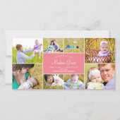 Stijlvolle collage geboorteaankondiging - Roze Aankondiging (Voorkant)