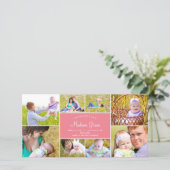 Stijlvolle collage geboorteaankondiging - Roze Aankondiging (Staand voorkant)