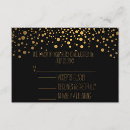 Stijlvolle Confetti gouden Stippen | Black RSVP Kaartje