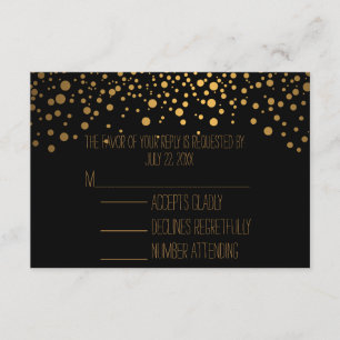 Stijlvolle Confetti gouden Stippen Black RSVP Kaartje