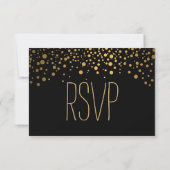 Stijlvolle Confetti gouden Stippen | Black RSVP Kaartje (Achterkant)