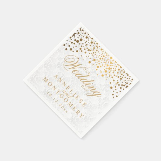 Stijlvolle Confetti gouden Stippen onze trouwdag Servet (Hoek)