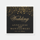 Stijlvolle Confetti gouden Stippen op zwart - trou Servet (Voorkant)