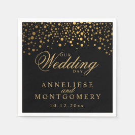 Stijlvolle Confetti gouden Stippen op zwart - trou Servet