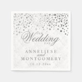 Stijlvolle Confetti Silver Stippen Onze trouwdag Servetten (Voorkant)