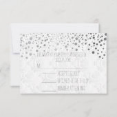Stijlvolle Confetti Silver-Stippen | wit RSVP Kaartje (Voorkant)