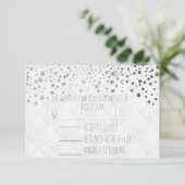 Stijlvolle Confetti Silver-Stippen | wit RSVP Kaartje (Staand voorkant)