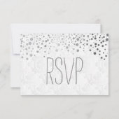 Stijlvolle Confetti Silver-Stippen | wit RSVP Kaartje (Achterkant)