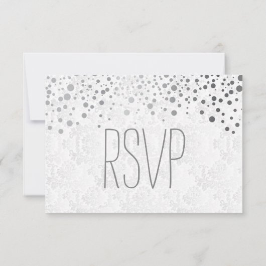 Stijlvolle Confetti Silver-Stippen | wit RSVP Kaartje (Achterkant)