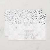 Stijlvolle Confetti Silver-Stippen | wit RSVP Kaartje (Voorkant / Achterkant)