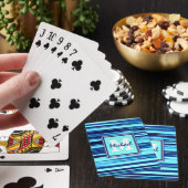 Stijlvolle Cool Blauwe Monogram & Naam Pokerkaarten (Insitu)